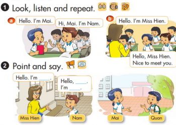 Giải chi tiết bài tập sách giáo khoa tiếng Anh lớp 3 unit 1